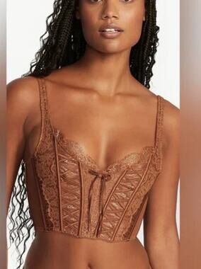 Victoria’s Secret Brown Lace Corset‎ Top Bustier Y2K Lingerie Size XS NWT